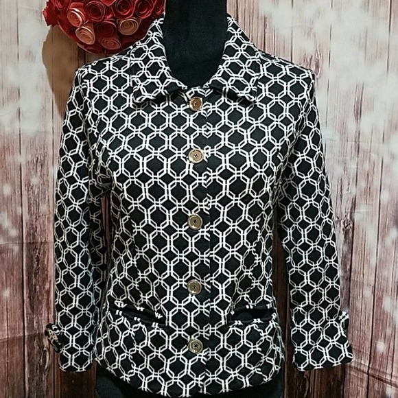 Charter Club black and white geometric jacket M
